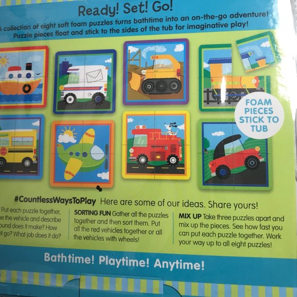 Melissa and Doug Soft Puzzles  Foam Pieces Stick to Tub Things that Go - Picture 3 of 3